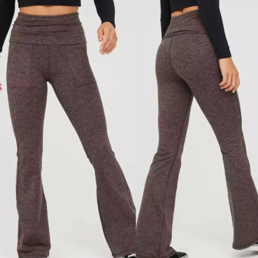 aerie Marled Brown Bootcut Leggings